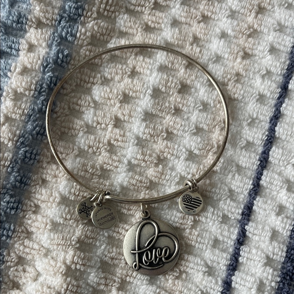 Alex and Ani Silver Love Charm Bangle Bracelet
